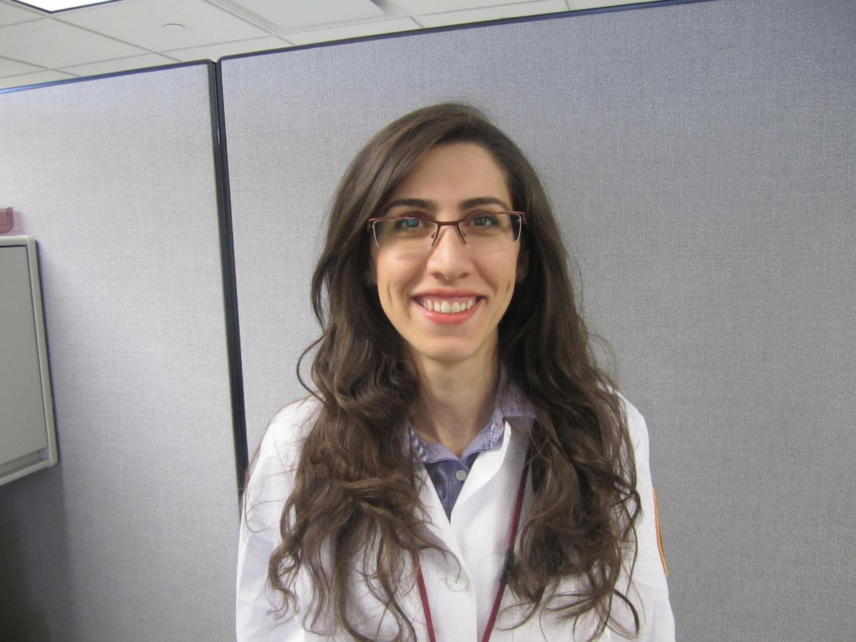 Pegah Abbasnia in white coat